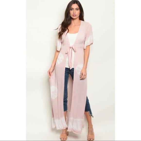 Tops - Wanderlust Rose Pink Tie Dye Duster Kimono